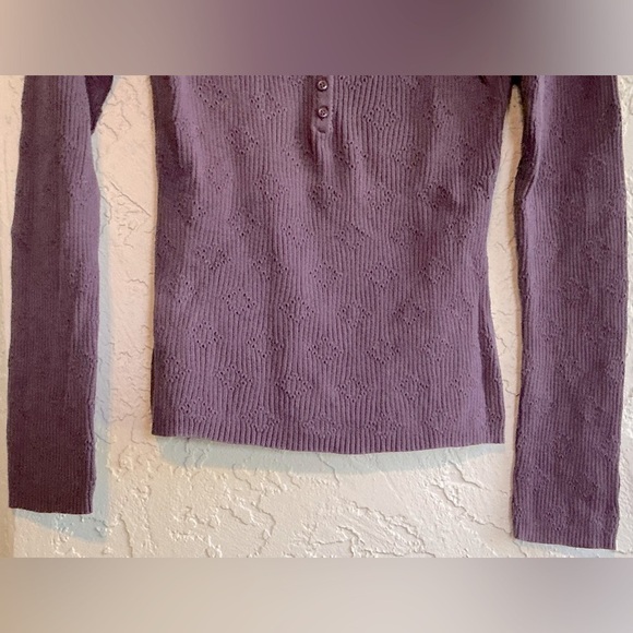 American Eagle Outfitters Purple Ribbed Long Sleeve Sweater - Picture 3 of 7